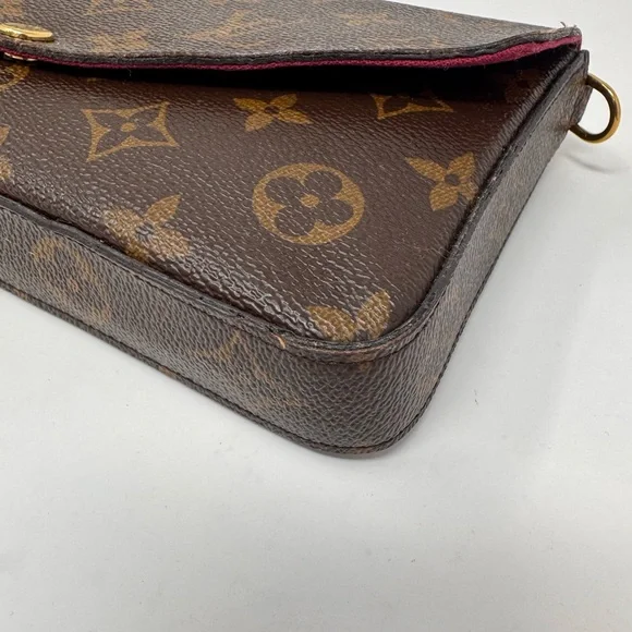đź’ŻAuthentic LOUIS VUITTON Monogram Pochette Felicie Chain Wallet Fuscia - Picture 14 of 14